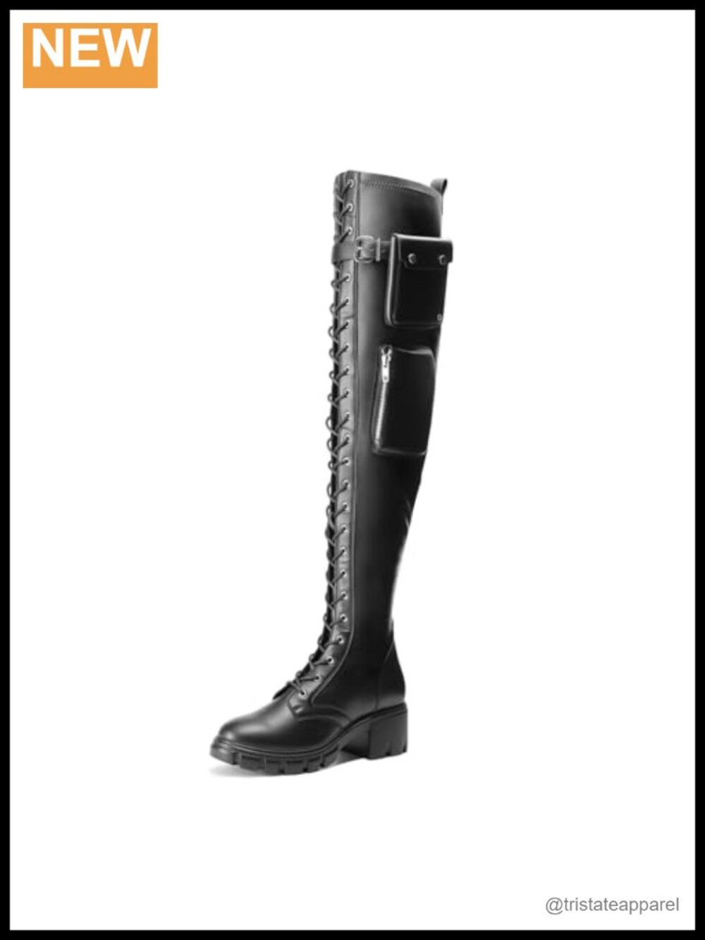 Over-the-Knee Boots for Women - Faux Leather Chunky Heel Boots with Side Zipper